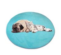 ping bu Grand tapis rond pour chien et animal de compagnie, doux et chaud, en peluche, antidérapant, apaisant, lavable, coussin de sol (160 x 160 cm, bleu clair)