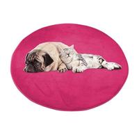 ping bu Grand tapis rond pour chien et chat - En peluche douce et chaude - Antidérapant, apaisant - Lavable - 160 x 160 cm - Rose rouge
