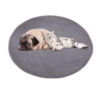 ping bu Grand tapis rond pour chien et chat - En peluche douce et chaude - Antidérapant, apaisant, lavable - 160 x 160 cm - Gris