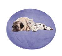 ping bu Grand tapis rond pour chien et chat - En peluche douce et chaude - Antidérapant, apaisant - Lavable - 160 x 160 cm - Bleu