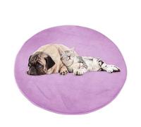 ping bu Grand tapis rond pour chien et chat - En peluche douce et chaude - Antidérapant, apaisant - Lavable - 160 x 160 cm - Violet