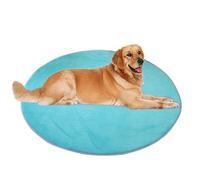 ping bu Grand tapis rond pour chien et chat - Tapis rond en peluche douce et chaude - Antidérapant, apaisant, lavable - 160 x 160 cm, bleu clair