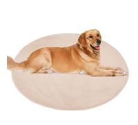 ping bu Grand tapis rond pour chien et chat - Tapis rond en peluche douce et chaude - Antidérapant, apaisant, lavable - 160 x 160 cm, beige