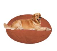 ping bu Grand tapis rond pour chien et chat - Tapis rond en peluche douce et chaude - Antidérapant, apaisant, lavable - 160 x 160 cm - Marron