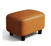 ping bu Petit repose-pieds rectangulaire en similicuir avec pieds en bois massif, repose-pieds rectangulaire en polyuréthane, imperméable, rembourré pour entrée, salon, chambre à coucher, sous bureau
