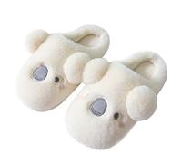 通用 PINGESILU Pantoufles de koala de dessin animé pour femmes pantoufles d'animaux doux pantoufles d'intérieur et d'extérieur pantoufles de koala de fille (38/39, blanc, numeric_38)