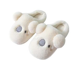 通用 PINGESILU Pantoufles de koala de dessin animé pour femmes pantoufles d'animaux doux pantoufles d'intérieur et d'extérieur pantoufles de koala de fille (38/39, blanc, numeric_38)