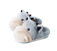 PINGESILU Pantoufles d'hippopotame pantoufles d'animaux en peluche pantoufles en coton pour adultes chaussures de maison pour femmes pantoufles d'intérieur (36/37, gris, numeric_36)