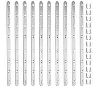 PINGEUI Lot de 10 équerre de Fixation en Acier Inoxydable, Droit Equerre Plate 29 x 2 cm, Equerre de Fixation avec 80 Vis, Equerre Plate pour Meubles en Bois