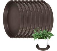 PINGEUI Lot de 10 soucoupes rondes en plastique de 30 cm pour pot de fleurs - Résistantes et épaisses - Pour intérieur et extérieur - Marron