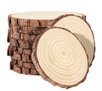 PINGEUI Lot de 10 tranches de bois naturel brut avec écorce - 18 à 20 cm - Disques de bois vierges ronds pour loisirs créatifs, décorations de Noël et décorations de mariage