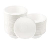 PINGEUI Lot de 100 bols à soupe jetables en carton blanc de 350 ml - Assiettes creuses jetables en carton - Pour fêtes, barbecues, pique-niques