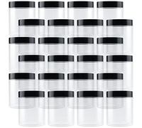 PINGEUI Lot de 24 bocaux ronds en plastique transparent avec couvercle, sans BPA, large ouverture, pour slime, nourriture, épices, liquides, travaux manuels