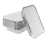 PINGEUI Lot de 25 Barquettes en Aluminium Jetables avec Couvercle, pour Transport de Nourriture, Congélation, Cuisson, 1000 ml, 229 x 169 x 50 mm
