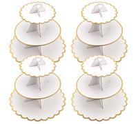 PINGEUI Lot de 4 présentoirs à cupcakes ronds en carton à 3 étages, présentoirs à gâteau, pour anniversaire, fête, mariage, Noël, anniversaire de mariage