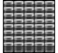 PINGEUI Lot de 42 pots cosmétiques transparents de 150 ml avec couvercles, pots d'échantillons ronds vides en plastique à large ouverture pour épices, haricots, maquillage, céréales, travaux manuels