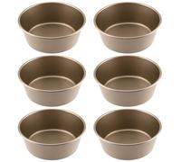 PINGEUI Lot de 6 moules à œufs ronds en acier au carbone de 11,4 cm, antiadhésifs, mini moules à gâteau pour muffins, puddings, pain