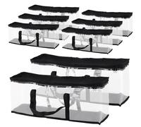 PINGEUI Lot de 8 sacs de rangement pour DVD pouvant contenir jusqu'à 320 DVD (40 par sac), sacs de rangement CD avec fermetures éclair et poignées, en PVC résistant à l'eau pour films, médias, livres