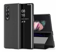 PingGoo Coque pour Samsung Galaxy Z Fold 4, Étui Miroir à Placage Rabattable Cover, Housse de Protection Antichoc PC/PU Étui Translucide Clear View Coque pour Samsung Galaxy Z Fold 4, Noir