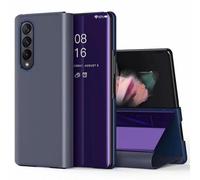 PingGoo Coque pour Samsung Galaxy Z Fold 4, Étui Miroir à Placage Rabattable Cover, Housse de Protection Antichoc PC/PU Étui Translucide Clear View Coque pour Samsung Galaxy Z Fold 4, Violet