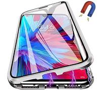 PingGoo Magnétique Coque pour Samsung Galaxy S23 Ultra, Protection Complète à 360° avec Pare Chocs en Métal Transparent à l'avant et à l'arrière en Verre Trempé Transparent 9H, Mèche