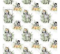 Pingianer - Tissu de couture 100 % coton pour enfants - Vendu au mètre - Motif animaux sauvages - Zèbre, éléphant, tigre - Idéal pour l'artisanat et la couture - Bébé zèbre sur blanc, 100 x 160 cm