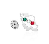 pingles Revers En Forme De Carte De L iran Avec Colombe De Paix Embrasse Drapeau En Acier Inoxydable Cz Broche Patriotique Iranienne Bijoux Persans (Argent 2)
