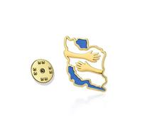pingles Revers En Forme De Carte De L iran Avec Colombe De Paix Embrasse Drapeau En Acier Inoxydable Cz Broche Patriotique Iranienne Bijoux Persans (Or 1)