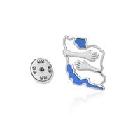 pingles Revers En Forme De Carte De L iran Avec Colombe De Paix Embrasse Drapeau En Acier Inoxydable Cz Broche Patriotique Iranienne Bijoux Persans (Argent 1)