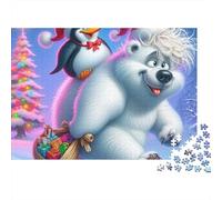 Pingouin 1000 Pièces Xmas Pingouin & Bear Puzzle Adulte Carton Épais Anti-Stress Détente pour Débutants Facile À Assembler Livraison Rapide 70x50cm/1000pcs