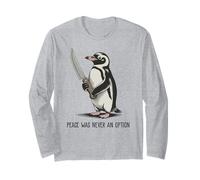Pingouin avec Couteau La Paix n'a jamais été Une Option Meme drôle Manche Longue