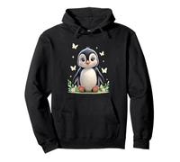 Pingouin avec Fleurs et Papillons Sweat à Capuche