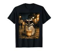 Pingouin Buvant du café glacé Animal Amusant T-Shirt