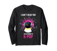 Pingouin Casque Kpop Fan Funny Music Lover Manche Longue