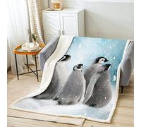 Pingouin Couverture en Flanelle Mignon Pingouin Parure Couverture Drôle Animal Couverture en Peluche 100x130cm pour Enfants Adultes Mignon Motif Animaux Polaire Ultra Doux Décor De Chambre