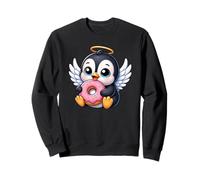 Pingouin d'ange Mignon Tenant Un Donut Rose Sweatshirt