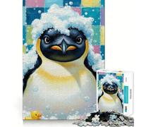 Pingouin dans Une Baignoire avec des Canards en Caoutchouc Puzzle de 1000 pièces pour Adolescents Jeu intellectuel Moments de complicité Qualité Cadeau mémorable (38x52cm)