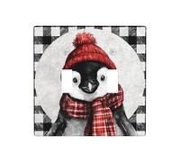 Pingouin de Noël portant un chapeau rouge et une écharpe double gang à bascule, plaque murale, décoration d'interrupteur, taille standard - 11,4 x 11,4 cm