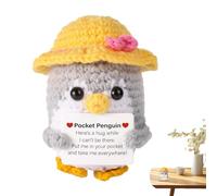 Pingouin De Noël Tricotée - Câlin De Poche avec Animaux Au Crochet Positif, en Laine Tricotée Pingouin | Positive Amusante, Câlin De Poche Pingouin pour enfantss Hommes Femmes