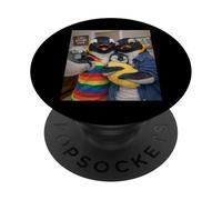 Pingouin Deux Mamans Vie Selfie Fête des Mères Queer Mom Pride PopSockets PopGrip Adhésif