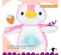 Pingouin Doudou aide bébé à s'endormir avec lumière mélodies rose WinFun