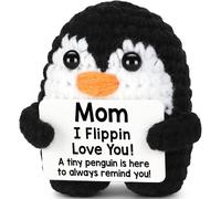 Pingouin en crochet fait à la main, cadeaux positifs pour homme et femme, convient pour un anniversaire de mariage, la fête des mères, la fête des pères, décorations romantiques au crochet avec mots