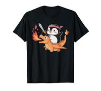 Pingouin équitation dragon avec épée fantaisie pingouin amusant T-Shirt
