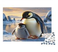 Pingouin et Poussin Puzzle 1000 Pièces Papier recyclé pour Adultes Puzzle pour Adultes Jeu Familial Amusant et Stimulant Cadeau Amusant pour la Maison Excellente idée Cadeau 70x50cm/1000pcs
