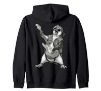 Pingouin Jouant de la Guitare Rock & Roll Pingouins Rocker Sweat à Capuche