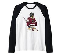 Pingouin Joueur de Hockey Gardien de But Sport d'hiver Animal Manche Raglan