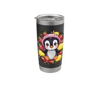 Pingouin kawaii aux fraises et citrons Gobelet isotherme en acier inoxydable double paroi