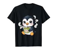 Pingouin Kawaii avec Boisson gazeuse, Burger et Frites T-Shirt Graphique avec Valeur, Homme, Noir, M