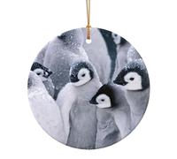(pingouin mignon) 10 cm Arbre de Noël Ornements Pendentifs en céramique 1 pièce Ornements de Noël ronds pour roman