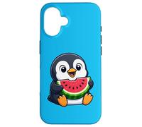 Pingouin Mignon avec pastèque été Coque pour iPhone 16